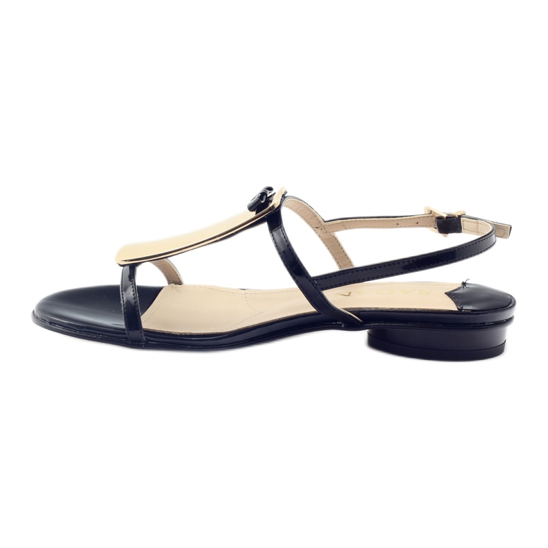 Damensandalen in Gold Sagan 2698 Dekoration schwarz 2