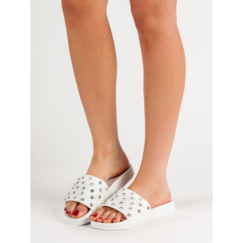 SHELOVET Bequeme Hausschuhe für Damen weiß 2