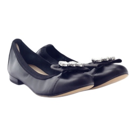 Frauen Ballerinas mit Bug und Kristallen 1402 schwarze Gamis 4