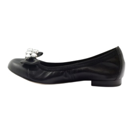 Frauen Ballerinas mit Bug und Kristallen 1402 schwarze Gamis 2