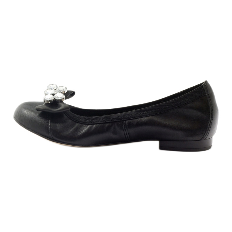 Frauen Ballerinas mit Bug und Kristallen 1402 schwarze Gamis 2