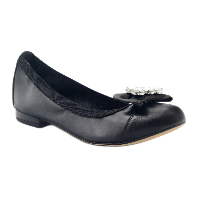 Frauen Ballerinas mit Bug und Kristallen 1402 schwarze Gamis 1