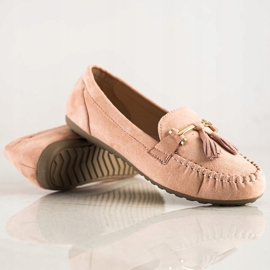 Queentina Modische Wildleder-Loafer beige rosa 1