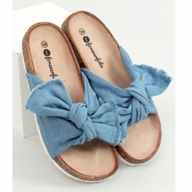 Blaue WS11 L.BLUE Baumwollkork-Hausschuhe 1