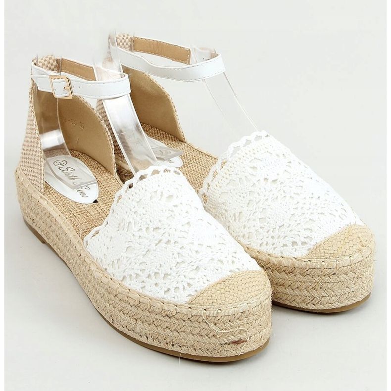 Weiße Spitze Espadrilles 888-85 Weiß 1
