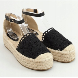Schwarze Espadrilles aus Spitze 888-85 Schwarz 1
