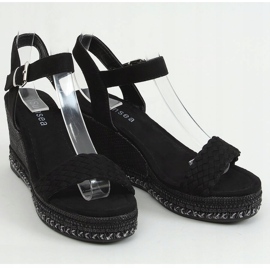 Schwarz LL-31 Schwarze Keilsandalen 1