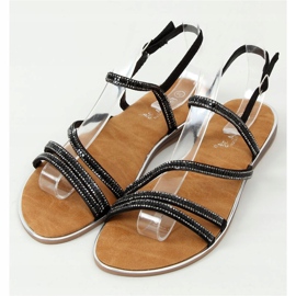 Sandalen mit schwarzen Zirkonias SM0023 Black 1