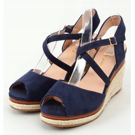 Espadrilles am Keilabsatz mit offener Spitze marineblau FG19 Blau 1
