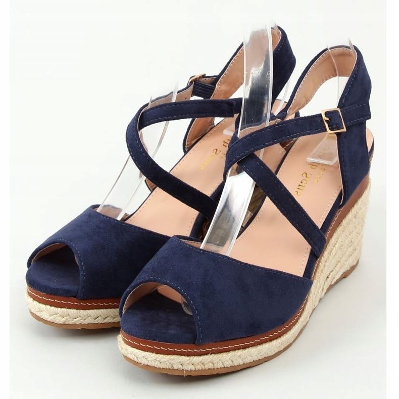 Espadrilles am Keilabsatz mit offener Spitze marineblau FG19 Blau 1