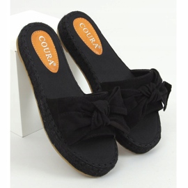 Schwarze Espadrilles-Hausschuhe mit Schleife 266 Schwarz 1