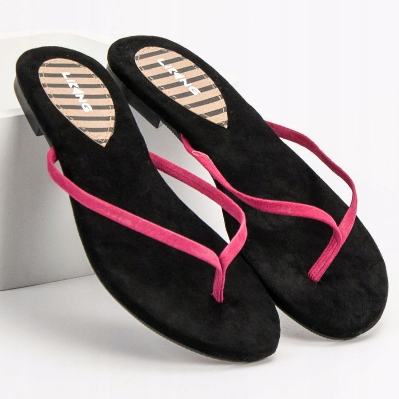SHELOVET Klassische Flip-Flops schwarz rosa 1