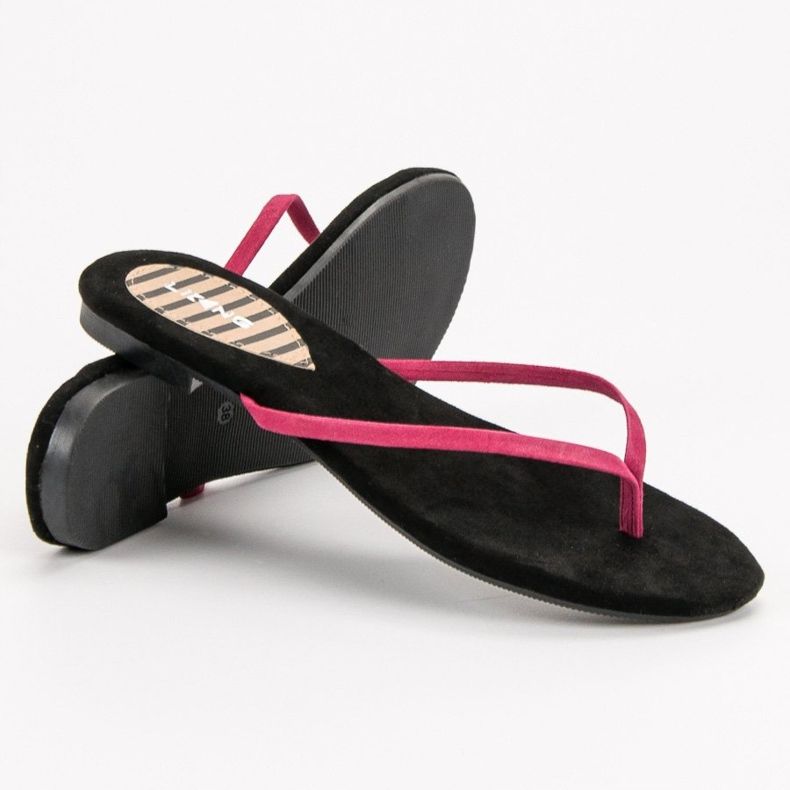 SHELOVET Klassische Flip-Flops schwarz rosa 2