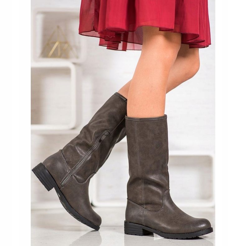 SDS Bequeme Stiefel mit Öko-Leder braun 1