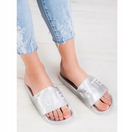 Small Swan LOVE &amp; HATE Hausschuhe aus Öko-Leder silber- 1