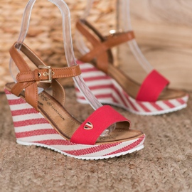 Goodin Modische Keilsandalen braun rot mehrfarbig 1