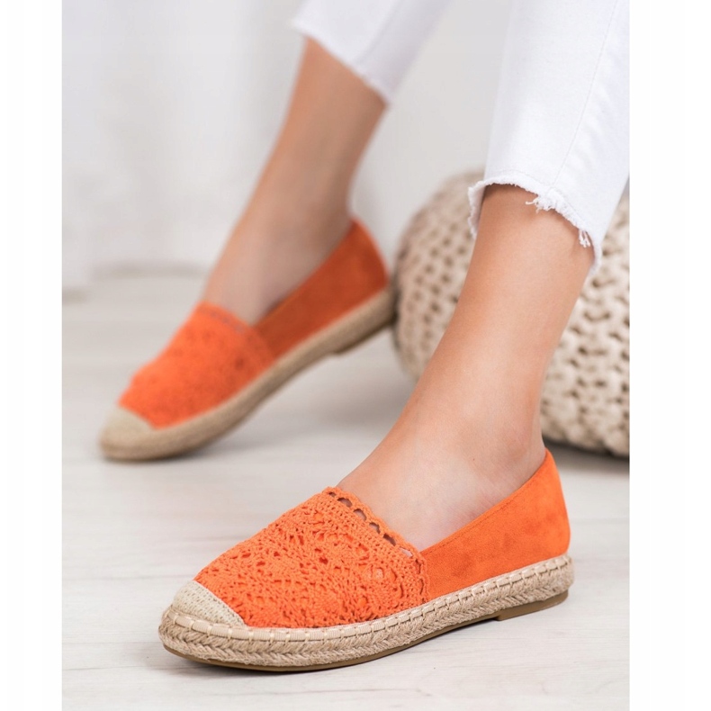 Small Swan Wildleder-Espadrilles mit Spitze orange 1