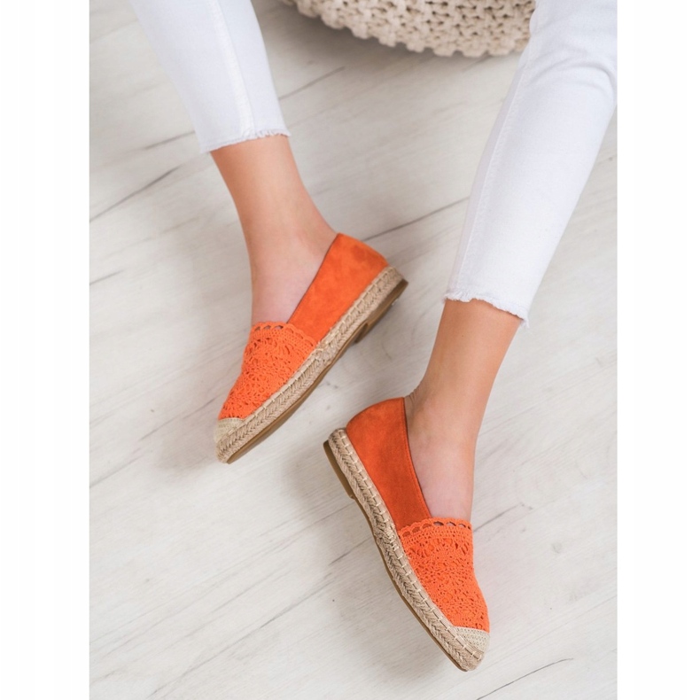 Small Swan Wildleder-Espadrilles mit Spitze orange 2