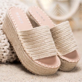 SHELOVET Geflochtene Keilpantoffeln Ll909be beige 1