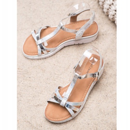Small Swan Sandalen mit Holo-Effekt grau 1