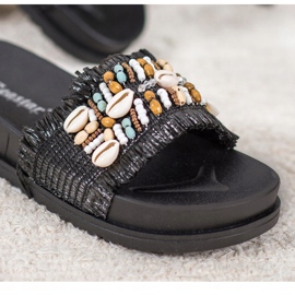 Seastar Schwarze Hausschuhe mit Muscheln 1