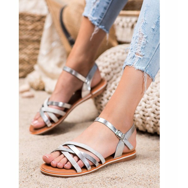 Nio Nio Klassische silberne Sandalen grau 2