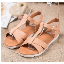SHELOVET Beige Textilsandalen 2