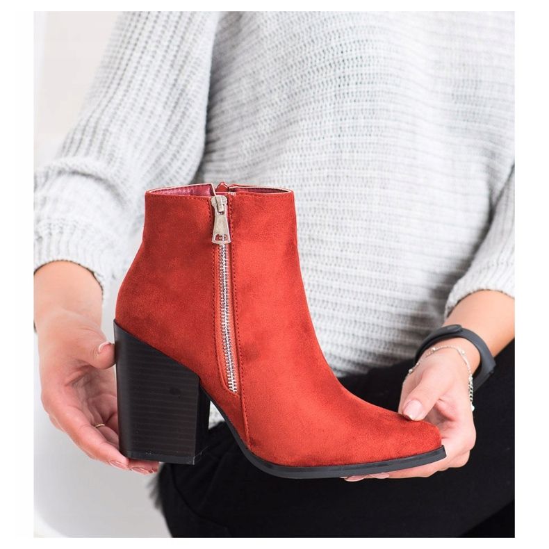 Marquiz Warme Stiefel mit dekorativem Reißverschluss rot orange 1