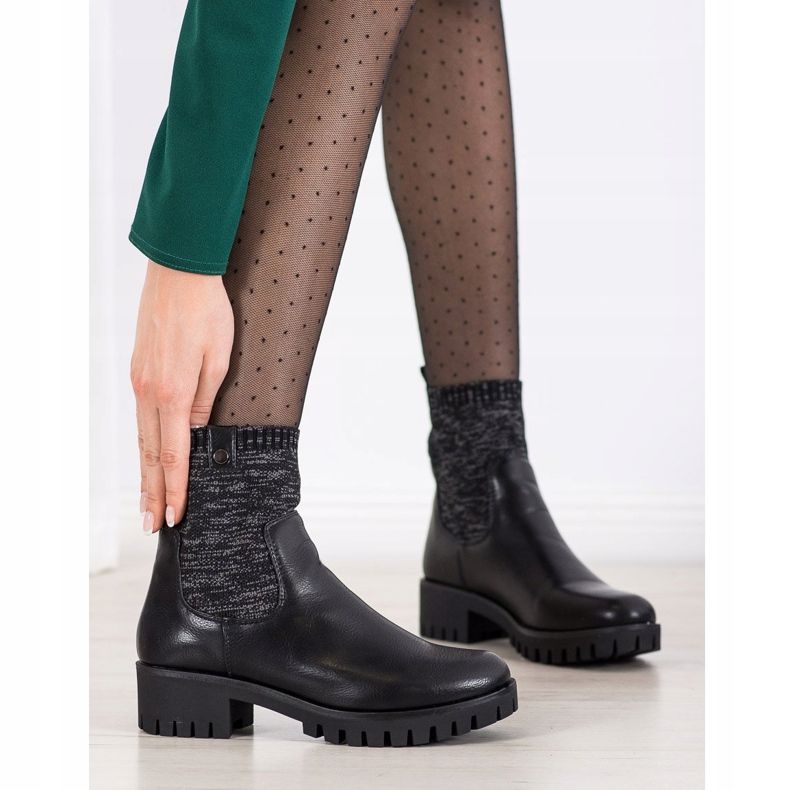 M.Daszyński Slip-on-Stiefel auf der Plattform schwarz 1