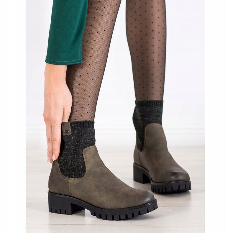 M.Daszyński Slip-on-Stiefel auf der Plattform grün 1