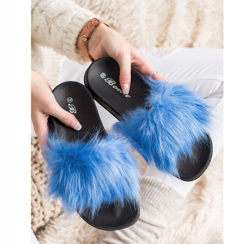 SHELOVET Stilvolle Hausschuhe blau 2