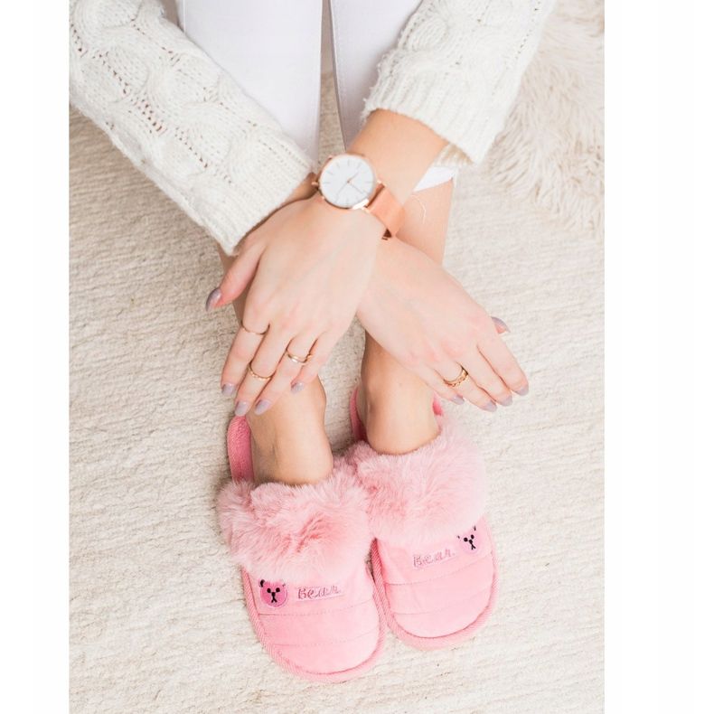 Bona Hausschuhe mit Bärenfell rosa 1