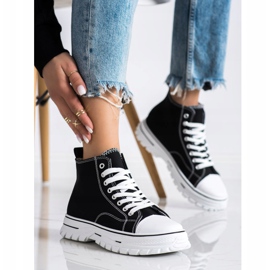 SHELOVET Schwarze hohe Sneakers 2