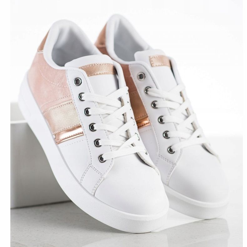 SHELOVET Sportschuhe mit Wildledereinsatz weiß rosa 2