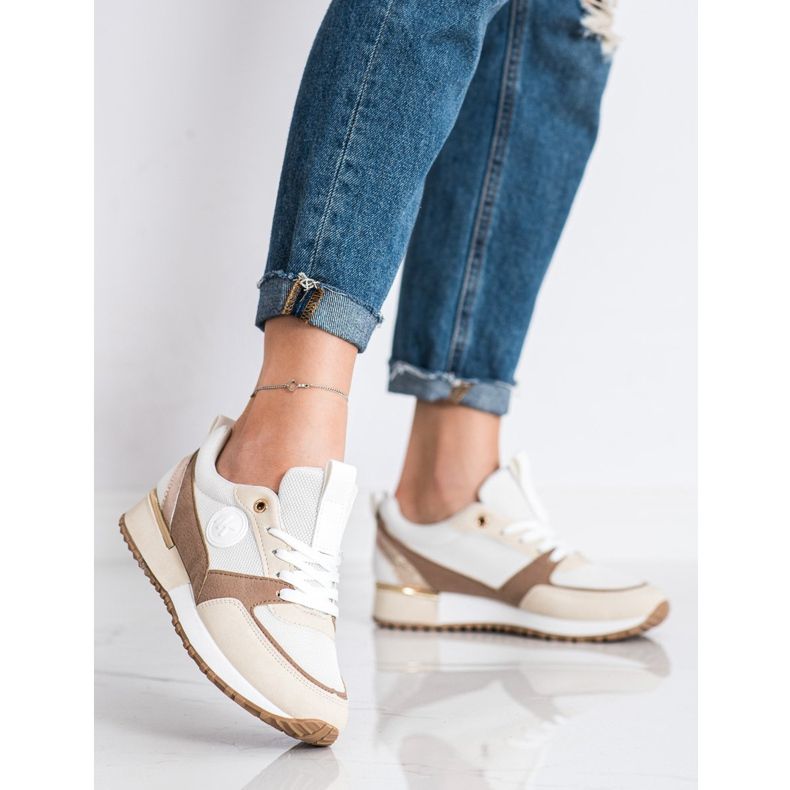 SHELOVET Modische Sneaker in WEISS UND BEIGE weiß 1
