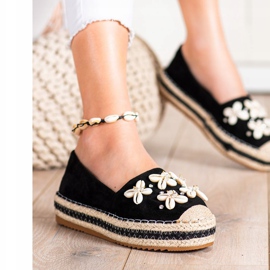 Seastar Espadrilles mit Muscheln schwarz 1