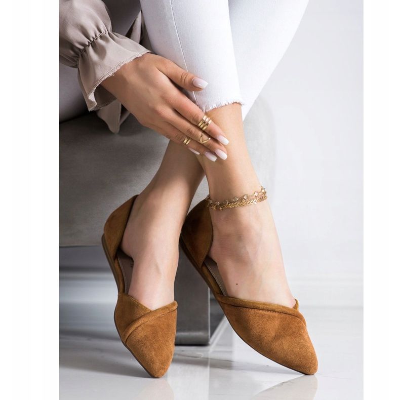 Goodin Veloursleder-Ballerinas mit Cut-out braun 1