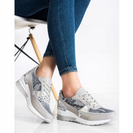 Goodin Graue Sneakers aus Leder mit Schlangenmuster mehrfarbig 1