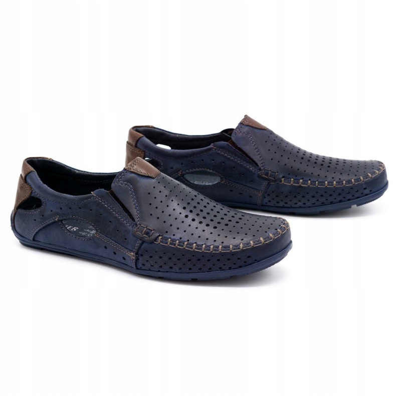 Mario Pala Herrenschuhe Mokassins 901 Sommer marineblau Körnung braun navy blau 1