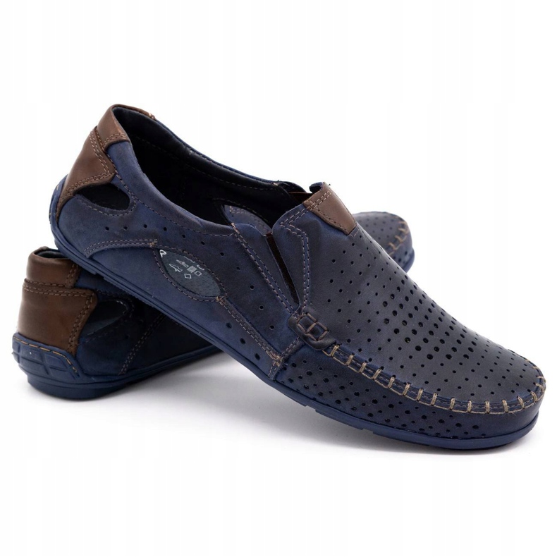 Mario Pala Herrenschuhe Mokassins 901 Sommer marineblau Körnung braun navy blau 3