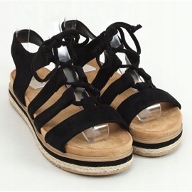 Schwarz W86 Schwarze Espadrilles-Sandalen 1