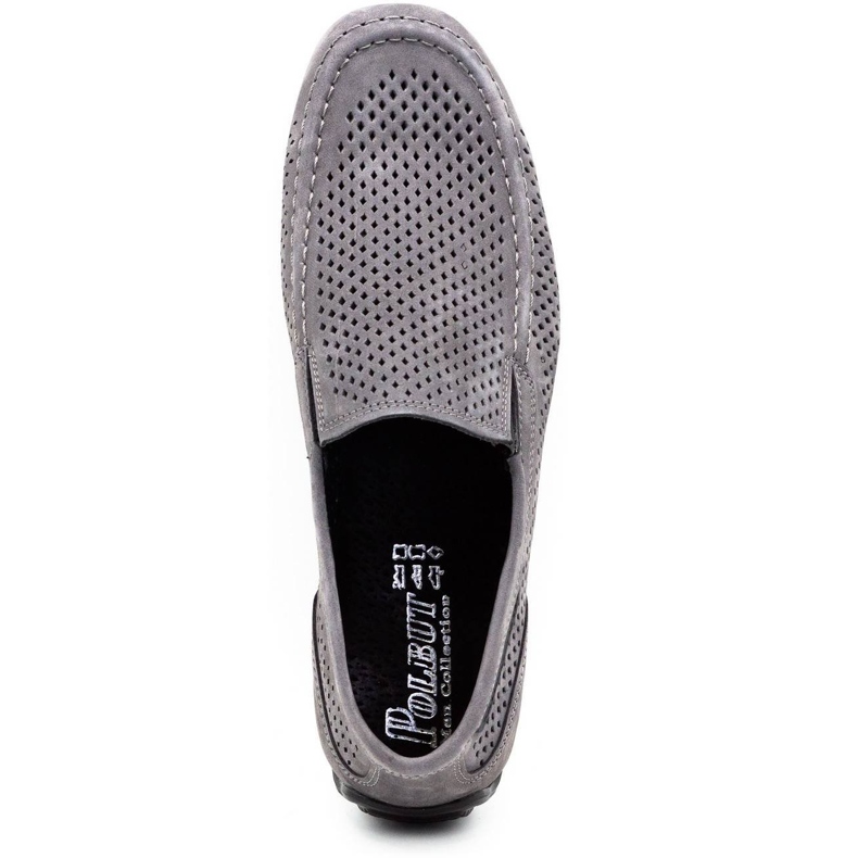 Polbut Herren Leder Slipper 2105P grau 1
