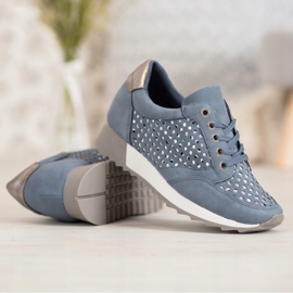 Kylie Durchbrochene Schuhe auf der Plattform blau 1