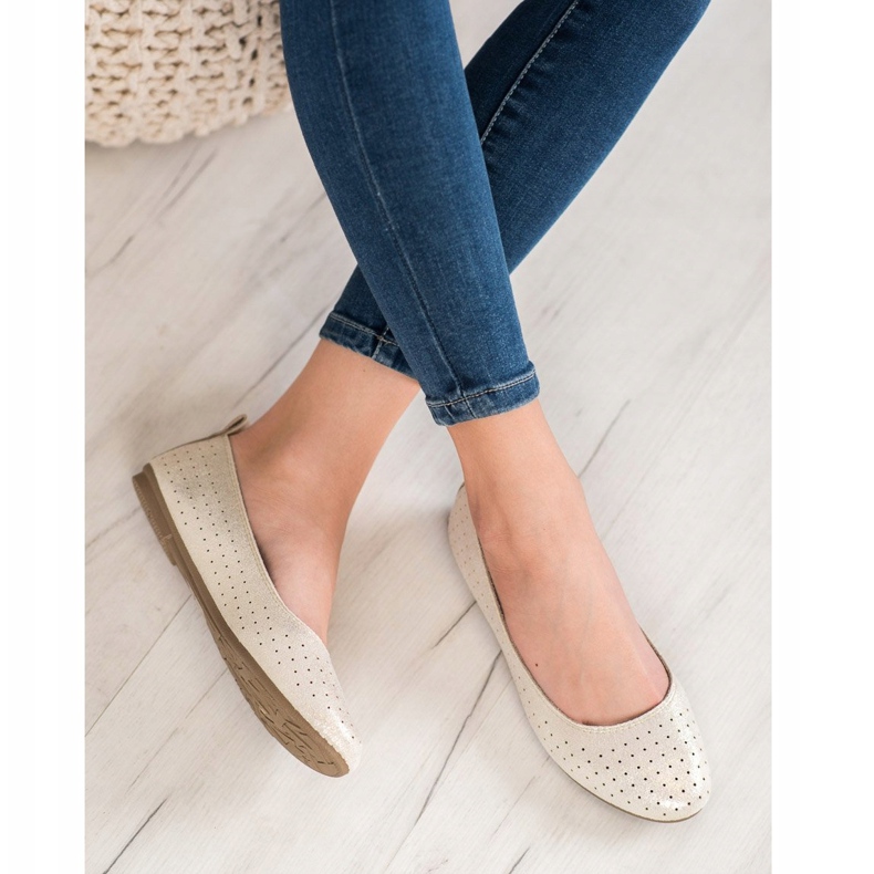 SHELOVET Durchbrochene Ballerinas golden 1
