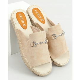 Beige Espadrilles-Hausschuhe mit Schnalle 8294 Beige 1