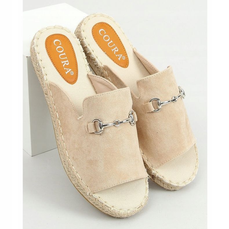 Beige Espadrilles-Hausschuhe mit Schnalle 8294 Beige 1