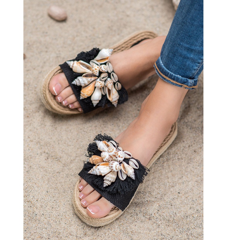 Seastar Modische Flip-Flops mit Muscheln schwarz 2