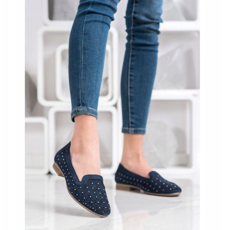 Filippo Leder Herren mit Cubic Zirkonia navy blau 1