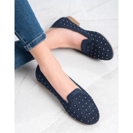 Filippo Leder Herren mit Cubic Zirkonia navy blau 2