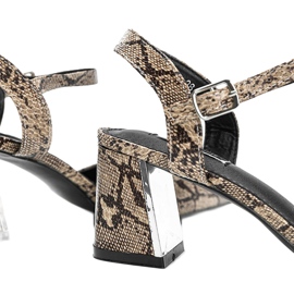 Pumps im Schlangenhaut-Muster am Anita-Block beige 1